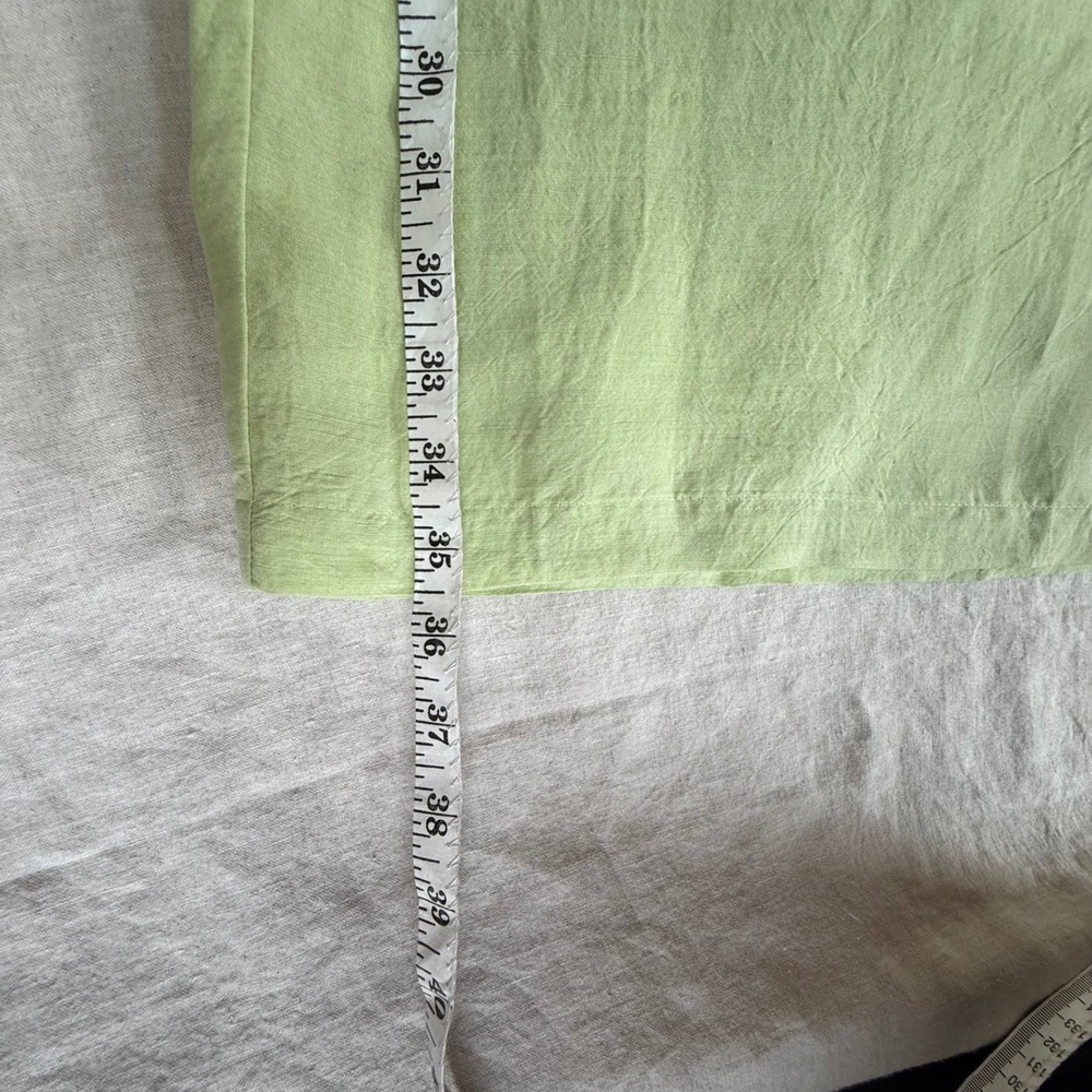 Eileen Fisher Button Wrap Skirt Women 3XP Lime Green NWT Linen Blend Midi - Picture 8 of 13